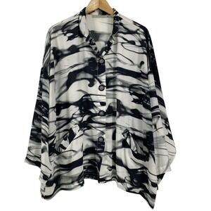 Bryn Walker Jacket Womens Large Abstract Button Front Pockets Art Made in USA